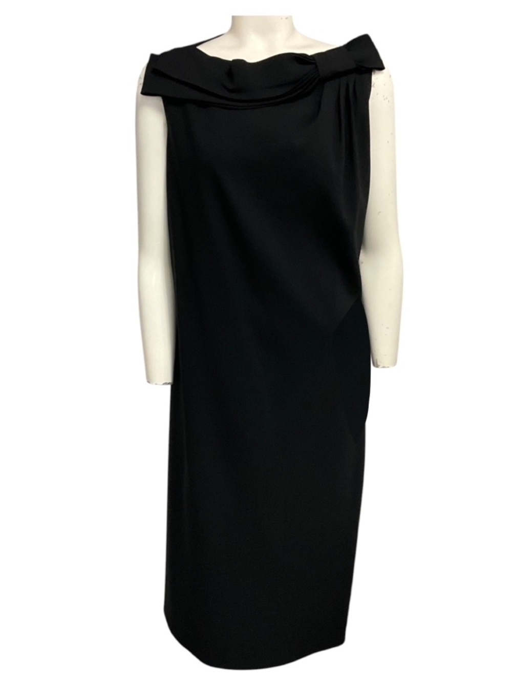 Salvatore Ferragamo Black Bow Detailed Sleeveless Crepe Midi Dress